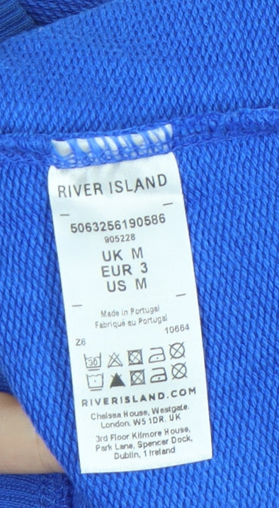 River Island Women’s Blue Relaxed Sweatshirt UK M Cotton Blend