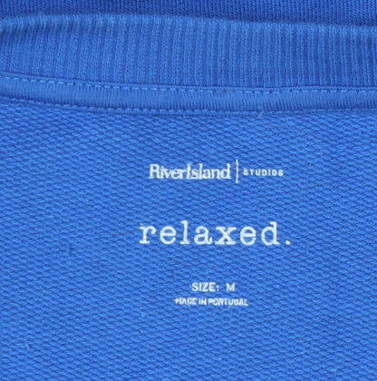 River Island Women’s Blue Relaxed Sweatshirt UK M Cotton Blend