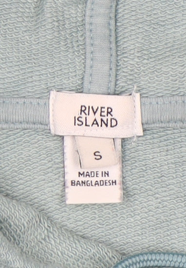 River Island Women’s Green Hoodie Small Pullover Cotton Casual