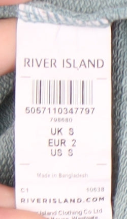 River Island Women’s Green Hoodie Small Pullover Cotton Casual