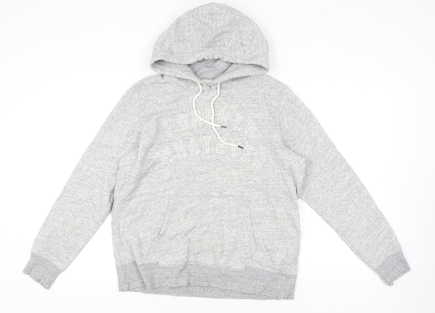 H&M Womens Grey Hoodie Sweatshirt L Graphic Print Pullover