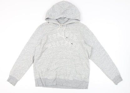 H&M Womens Grey Hoodie Sweatshirt L Graphic Print Pullover