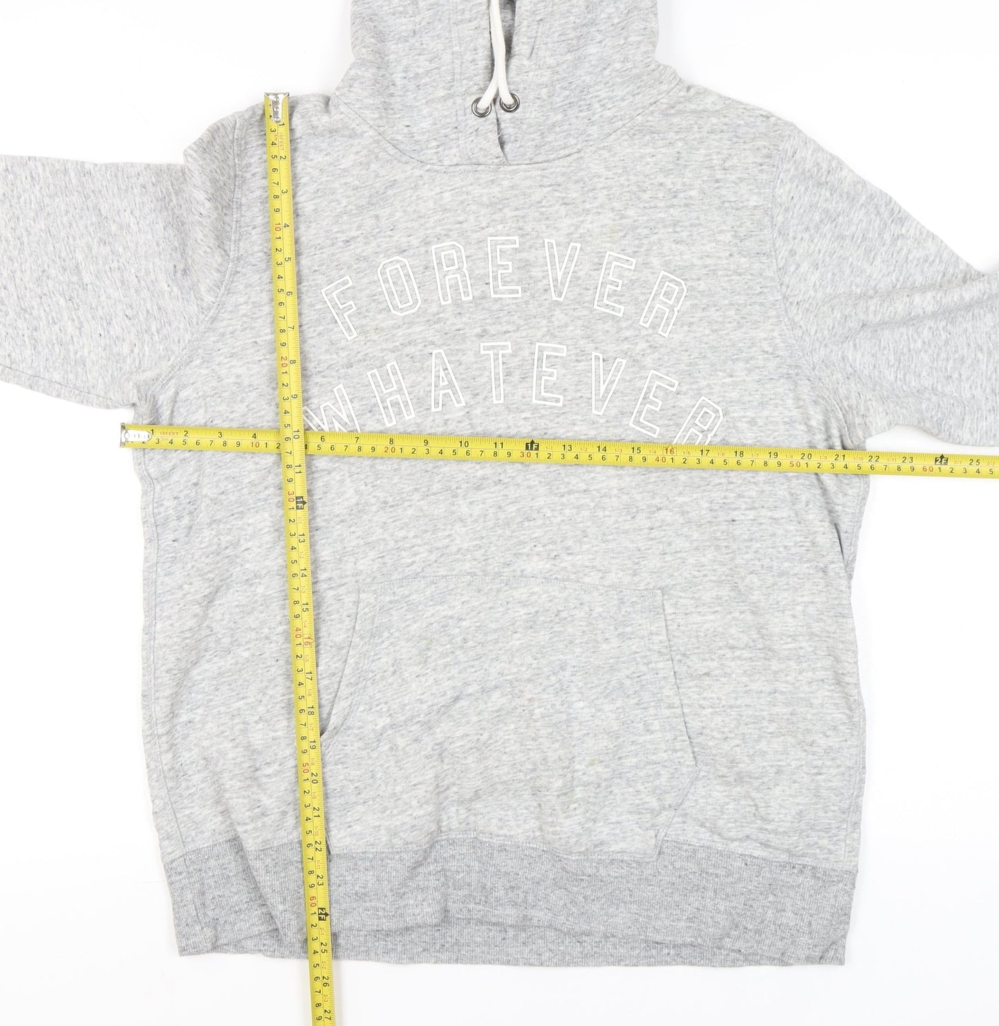 H&M Womens Grey Hoodie Sweatshirt L Graphic Print Pullover