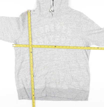 H&M Womens Grey Hoodie Sweatshirt L Graphic Print Pullover
