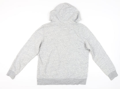 H&M Womens Grey Hoodie Sweatshirt L Graphic Print Pullover