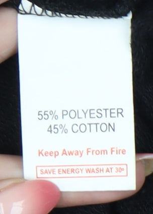 Boohoo Women Black S Pullover Sweatshirt Drawstring Crop Casual