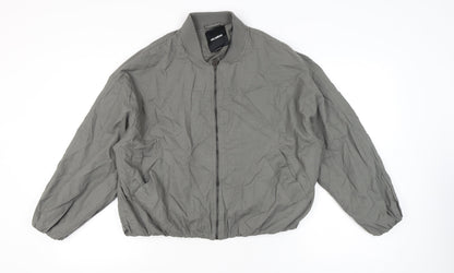 Pull&Bear Women’s Grey Bomber Jacket Size 12 Full Zip Casual