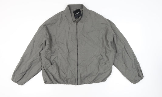Pull&Bear Women’s Grey Bomber Jacket Size 12 Full Zip Casual