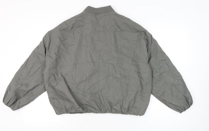 Pull&Bear Women’s Grey Bomber Jacket Size 12 Full Zip Casual