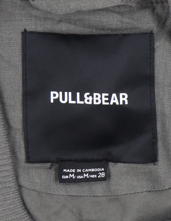 Pull&Bear Women’s Grey Bomber Jacket Size 12 Full Zip Casual