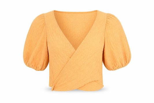 Womens UK Size S Monki Orange Wrap Blouse