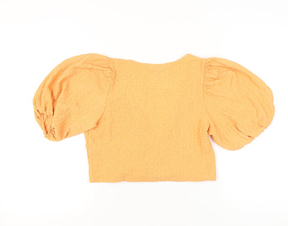 Womens UK Size S Monki Orange Wrap Blouse