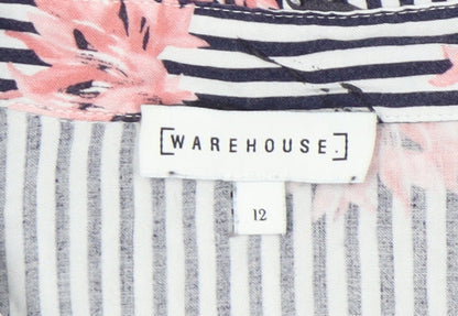 Womens UK Size 12 Warehouse Multicoloured Classic Button-Up