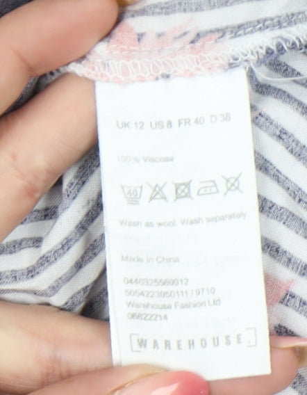 Womens UK Size 12 Warehouse Multicoloured Classic Button-Up