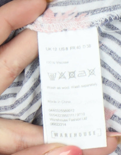 Womens UK Size 12 Warehouse Multicoloured Classic Button-Up