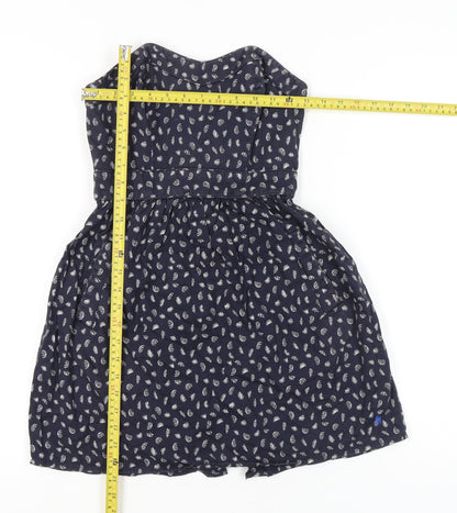 Jack Wills Womens Blue Paisley Strapless Cotton Dress UK 8