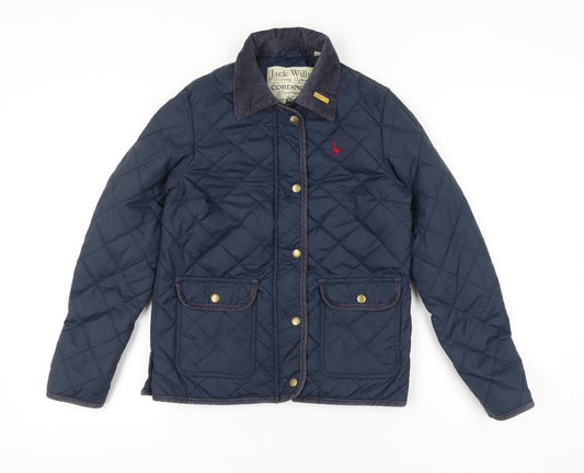 Womens UK Size 8 Jack Wills Blue Quilted Coat