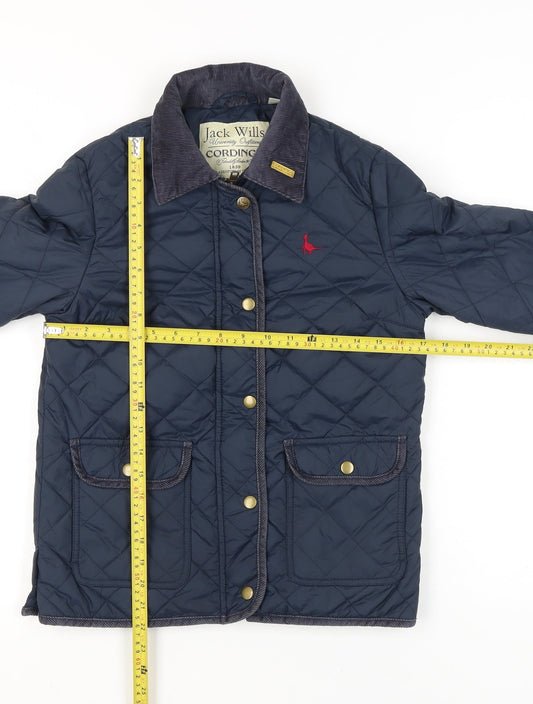 Womens UK Size 8 Jack Wills Blue Quilted Coat