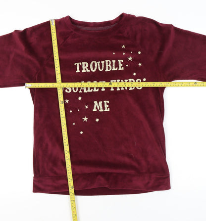 Harry Potter Women’s Red Velour Pyjama Top Size 10-12 Glitter Print