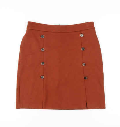 Next Women’s Brown Size 10 Pencil Skirt with Button Detail