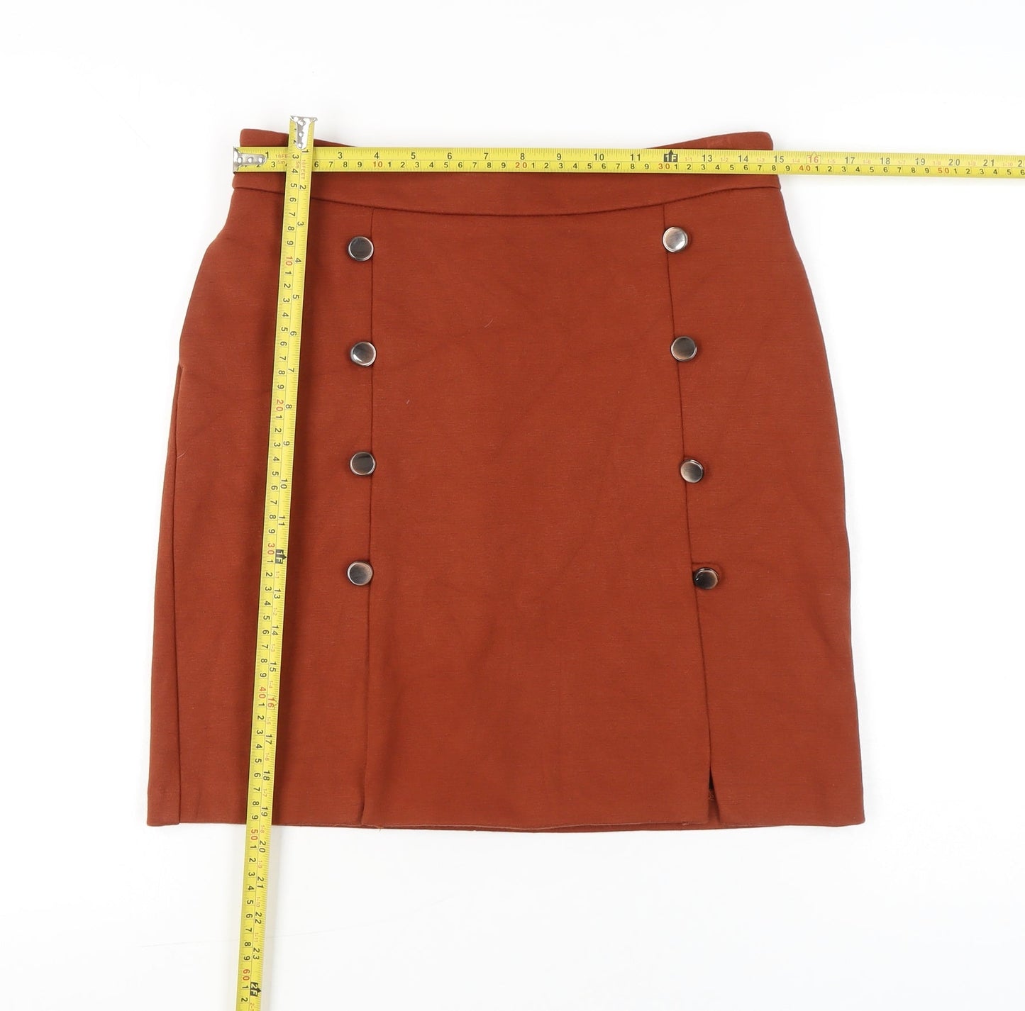 Next Women’s Brown Size 10 Pencil Skirt with Button Detail