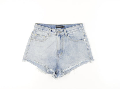 PrettyLittleThing Women Blue Size 8 High Rise Cut-Off Denim Shorts