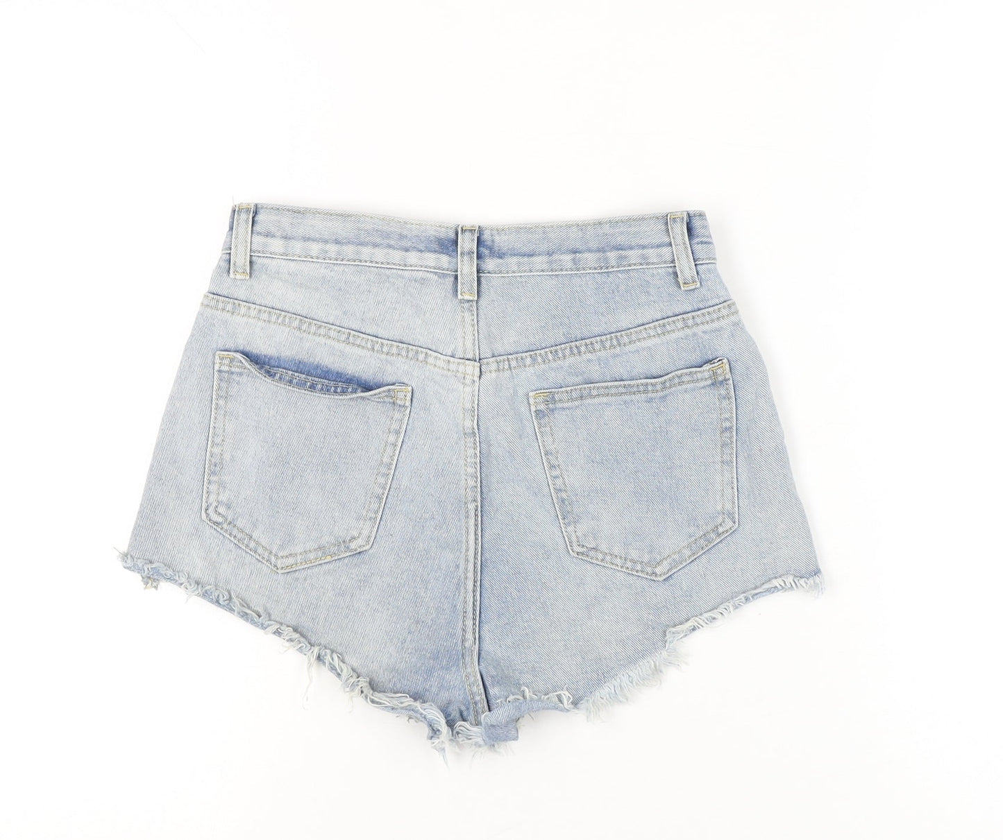 PrettyLittleThing Women Blue Size 8 High Rise Cut-Off Denim Shorts