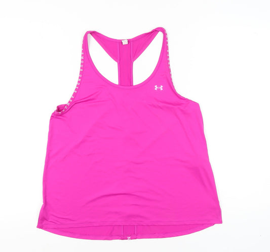 Under Armour Womens Pink Racerback Tank Top L Loose Fit Activewear