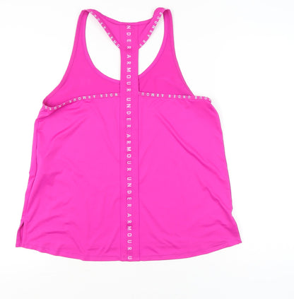 Under Armour Womens Pink Racerback Tank Top L Loose Fit Activewear