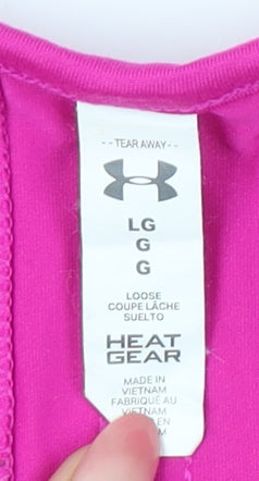 Under Armour Womens Pink Racerback Tank Top L Loose Fit Activewear