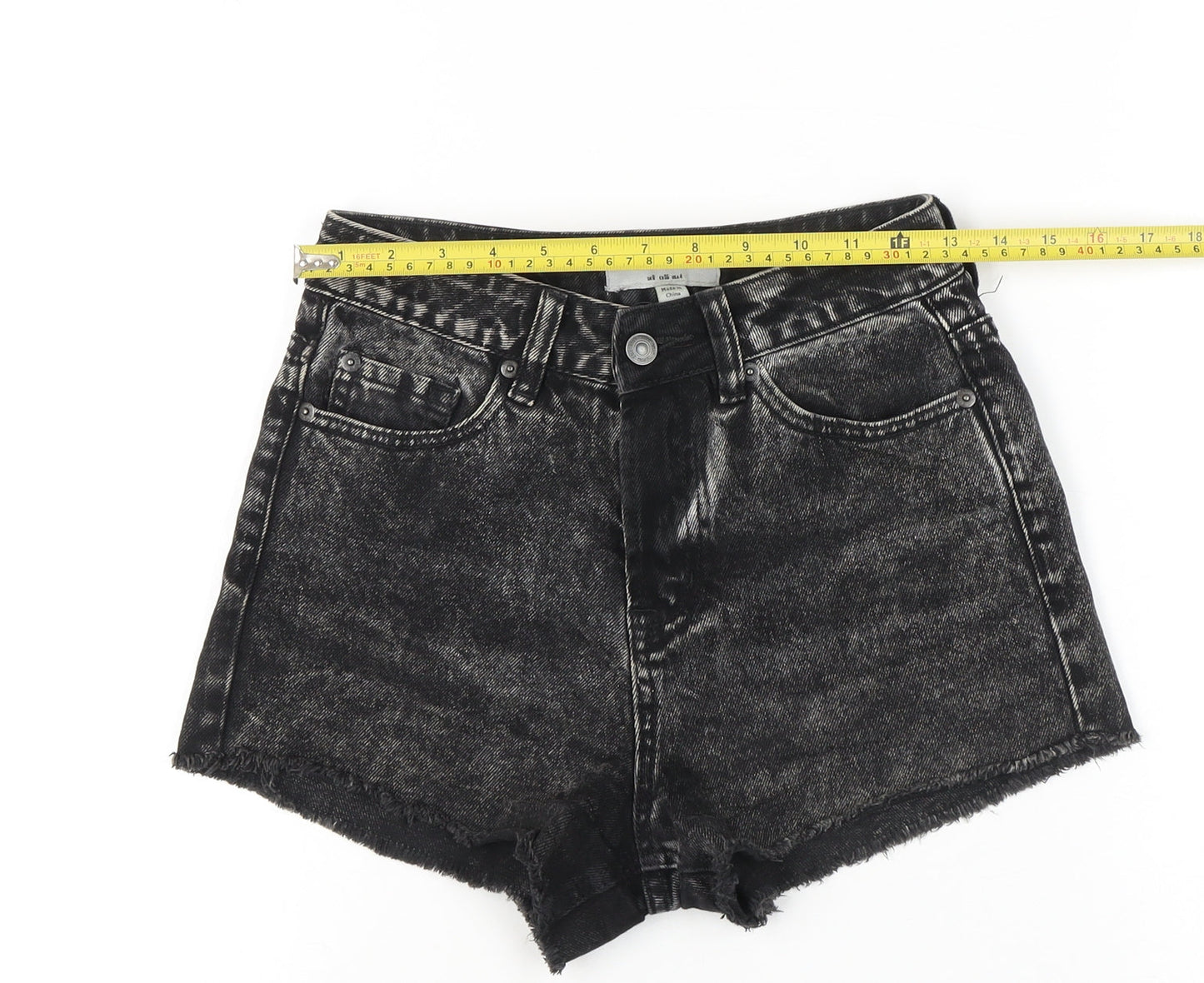 New Look Women’s Black Acid Wash Denim Cut-Off Shorts UK 8