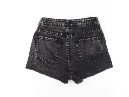 New Look Women’s Black Acid Wash Denim Cut-Off Shorts UK 8