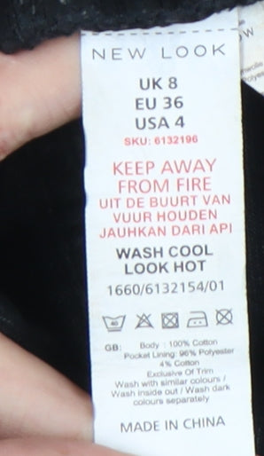 New Look Women’s Black Acid Wash Denim Cut-Off Shorts UK 8