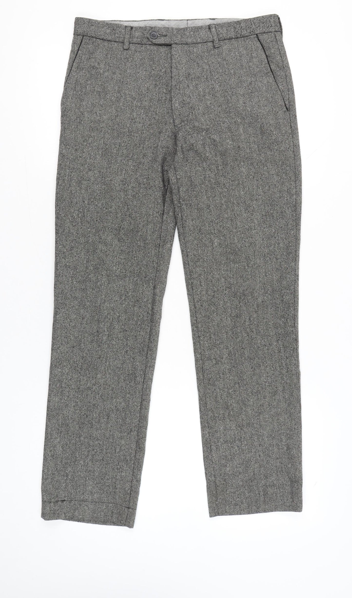 Jeff Banks Men's Grey 32R Dress Trousers Wool Blend Formal Work