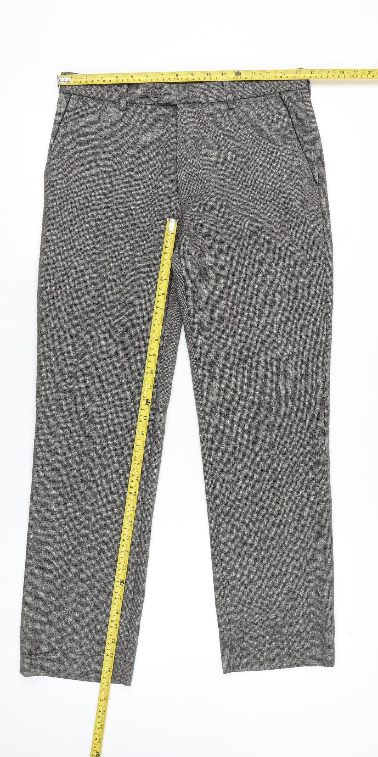 Jeff Banks Men's Grey 32R Dress Trousers Wool Blend Formal Work