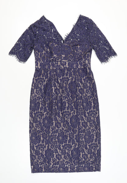 Monsoon Women’s Blue Lace Sheath Knee Length Dress UK 10