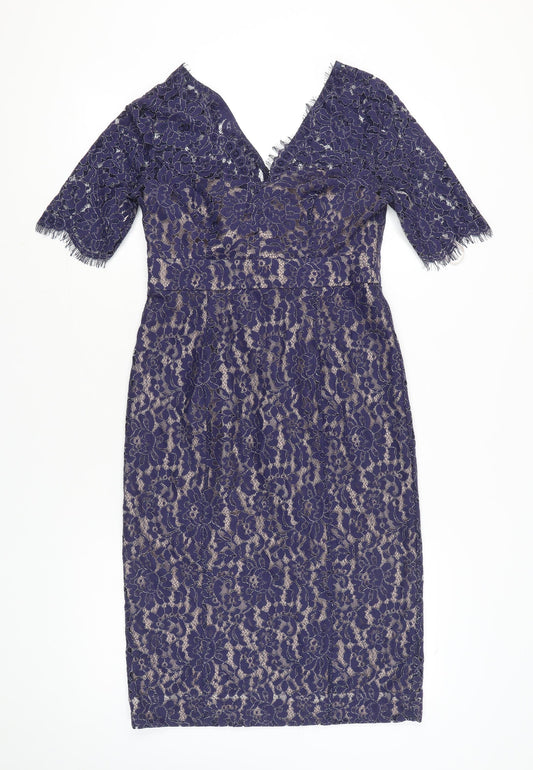 Monsoon Women’s Blue Lace Sheath Knee Length Dress UK 10
