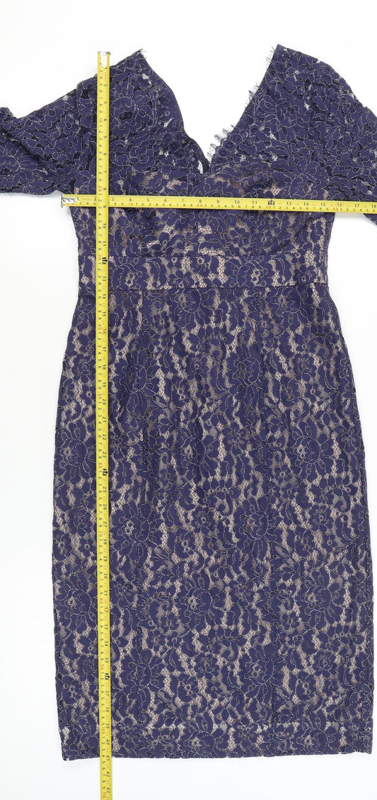 Monsoon Women’s Blue Lace Sheath Knee Length Dress UK 10