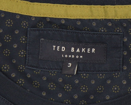 Ted Baker Mens Medium Blue Crew Neck Geometric Sleeve Cotton T-Shirt