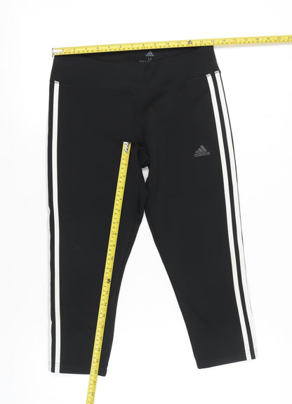 Adidas Womens Black Cropped Sports Leggings Size 12-14 Slim Fit