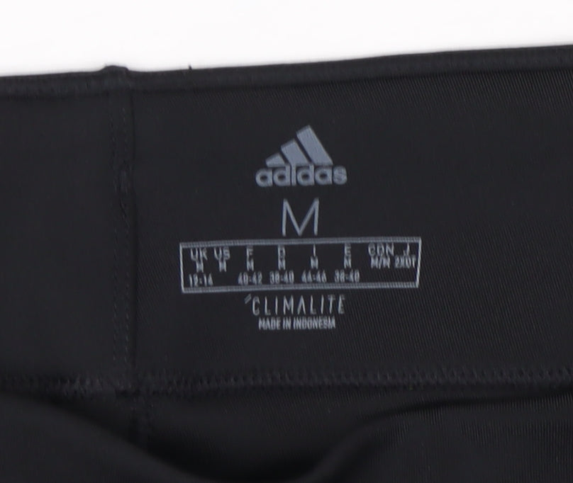 Adidas Womens Black Cropped Sports Leggings Size 12-14 Slim Fit