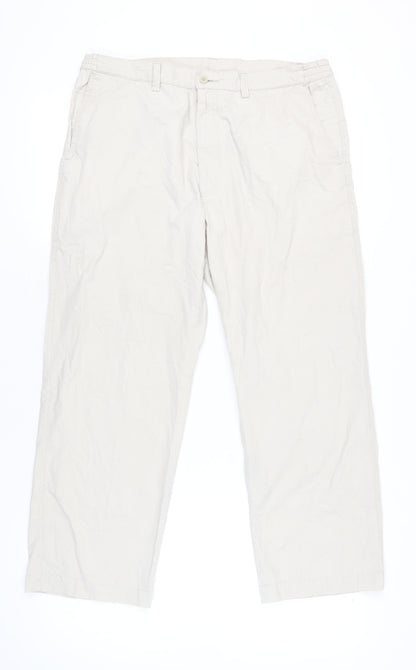 Farah Men’s Beige Chino Trousers Size L 38W 29L Cotton Blend