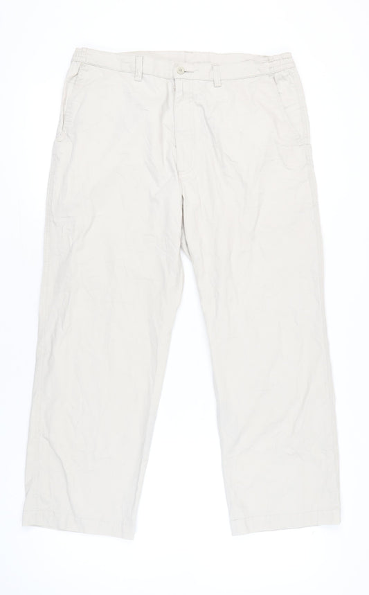 Farah Men’s Beige Chino Trousers Size L 38W 29L Cotton Blend
