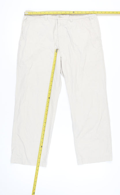Farah Men’s Beige Chino Trousers Size L 38W 29L Cotton Blend