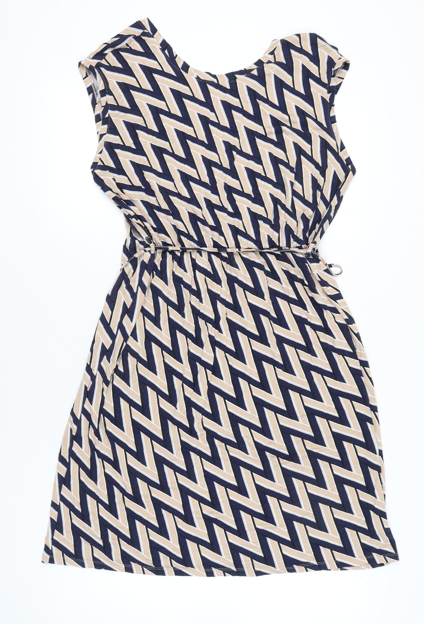 Dorothy Perkins Women’s Beige Black Shift Dress Size 18 Sleeveless Geometric