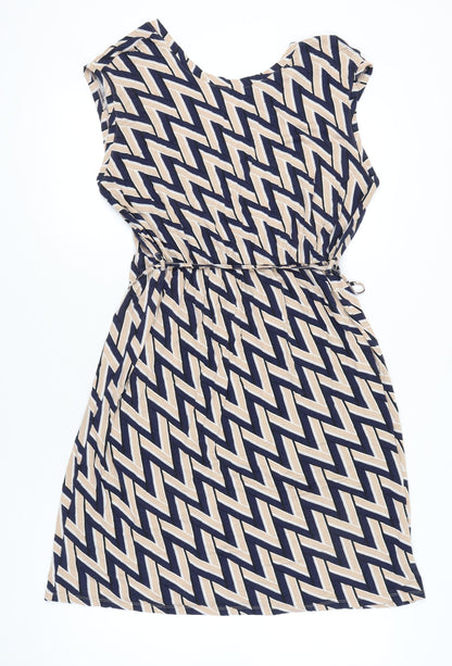 Dorothy Perkins Women’s Beige Black Shift Dress Size 18 Sleeveless Geometric