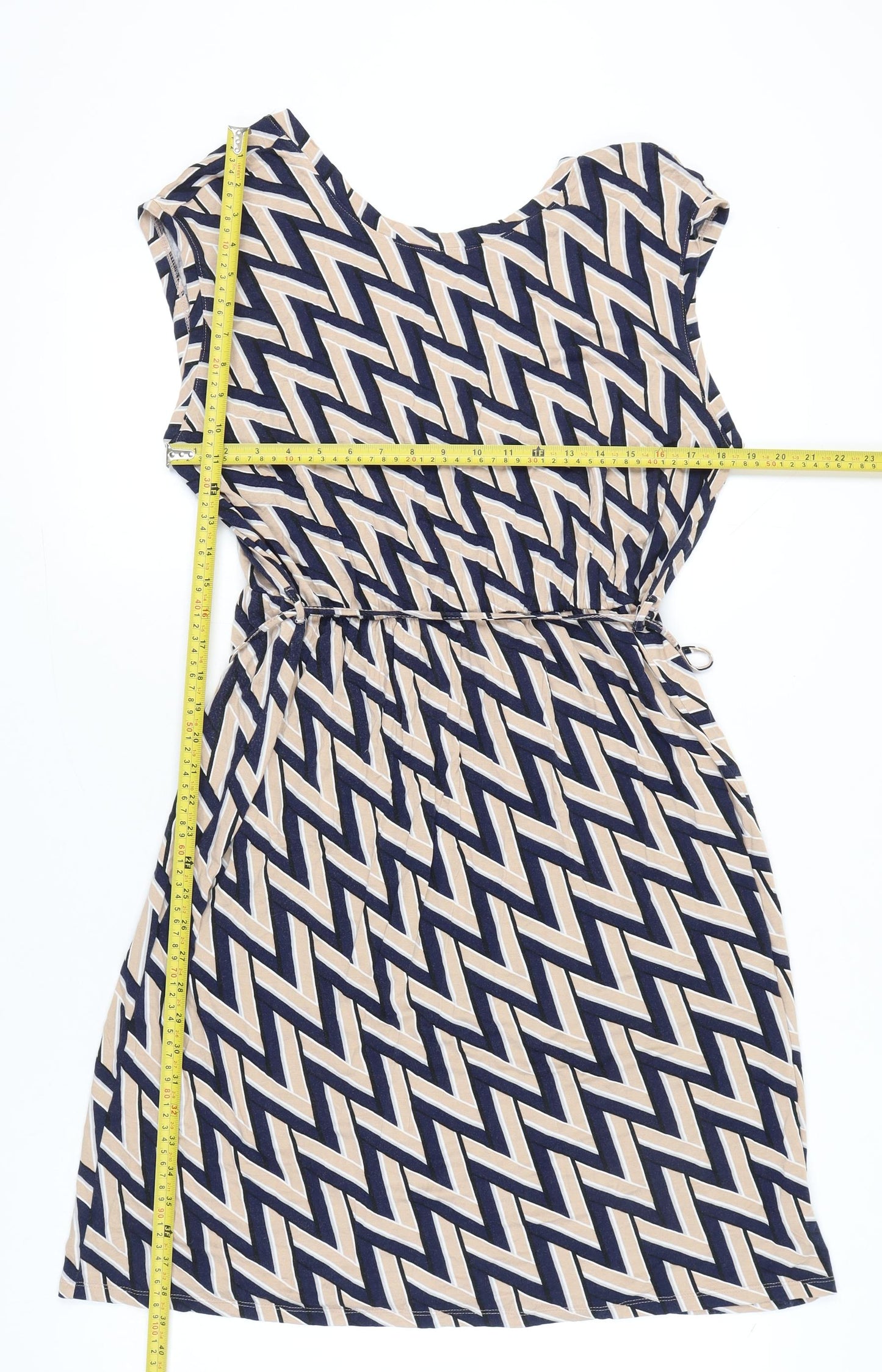 Dorothy Perkins Women’s Beige Black Shift Dress Size 18 Sleeveless Geometric