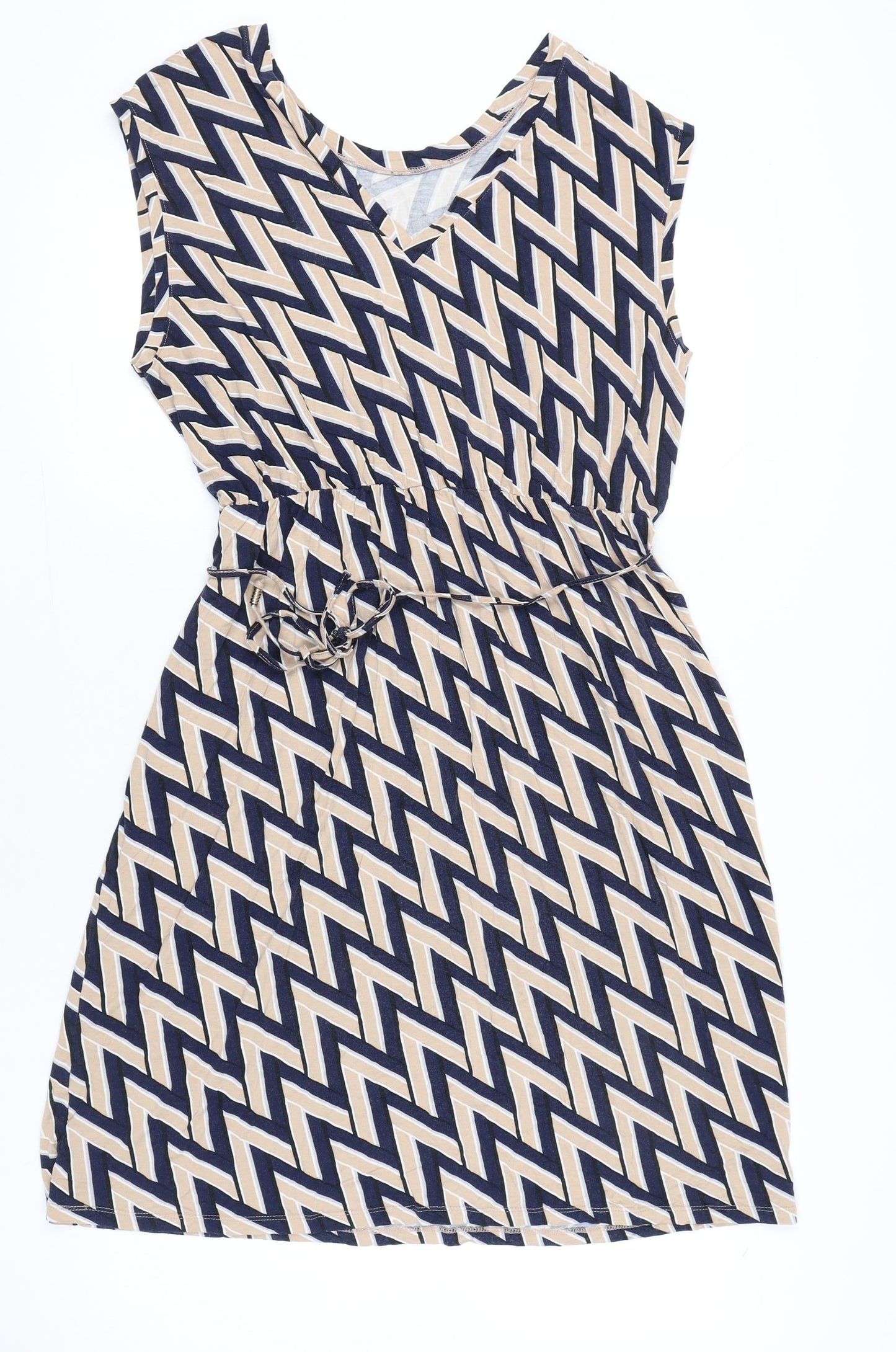 Dorothy Perkins Women’s Beige Black Shift Dress Size 18 Sleeveless Geometric