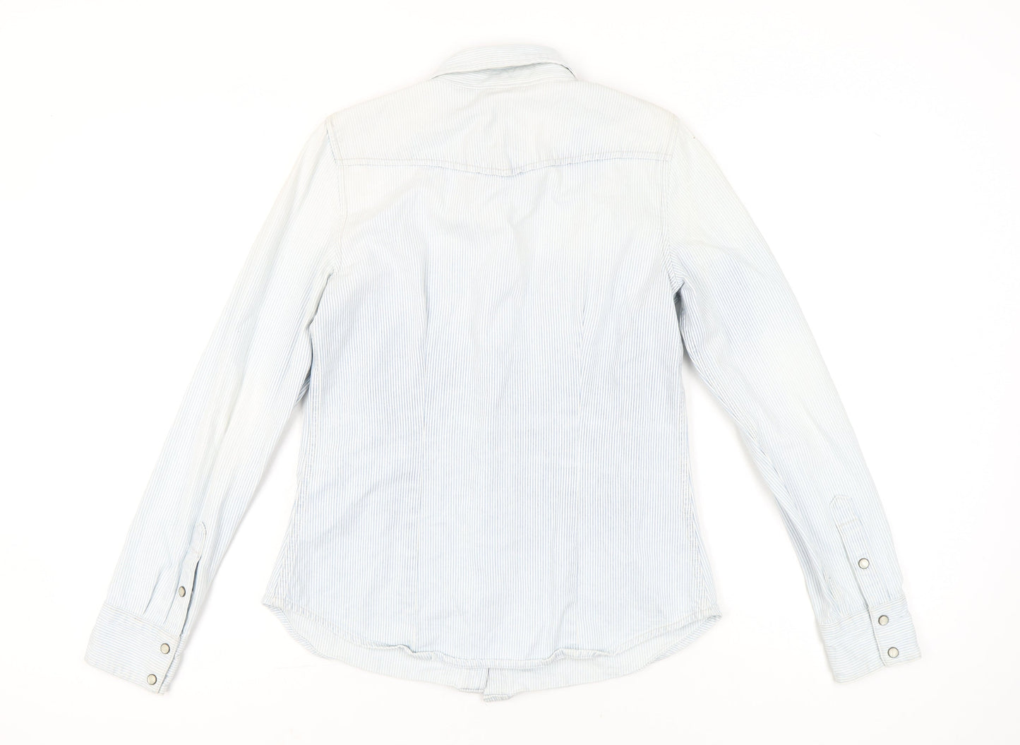 Gap Women’s Blue Striped Button-Up Cotton Shirt Size M Long Sleeve