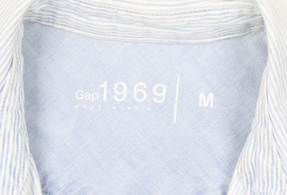 Gap Women’s Blue Striped Button-Up Cotton Shirt Size M Long Sleeve